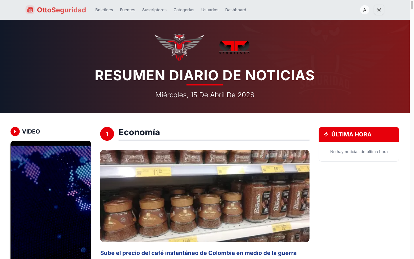 Vista pública del boletín OttoSeguridad